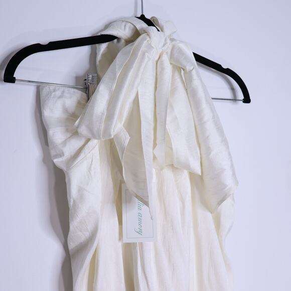 JULIA AMORY NWT Dupioni Silk Halter Dress Ivory Knee Length Tie Neck Women's XS - Picture 5 of 9